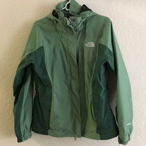 Green The North Face rain jacket